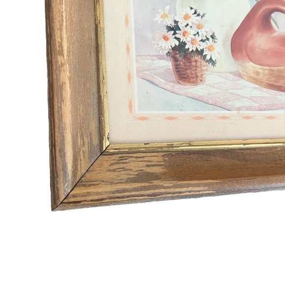 1988 art print goose flower arrangement floral painting wooden frame - Picture 7 of 12